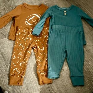 Cat & Jack Brown and Teal Kids Footies Set